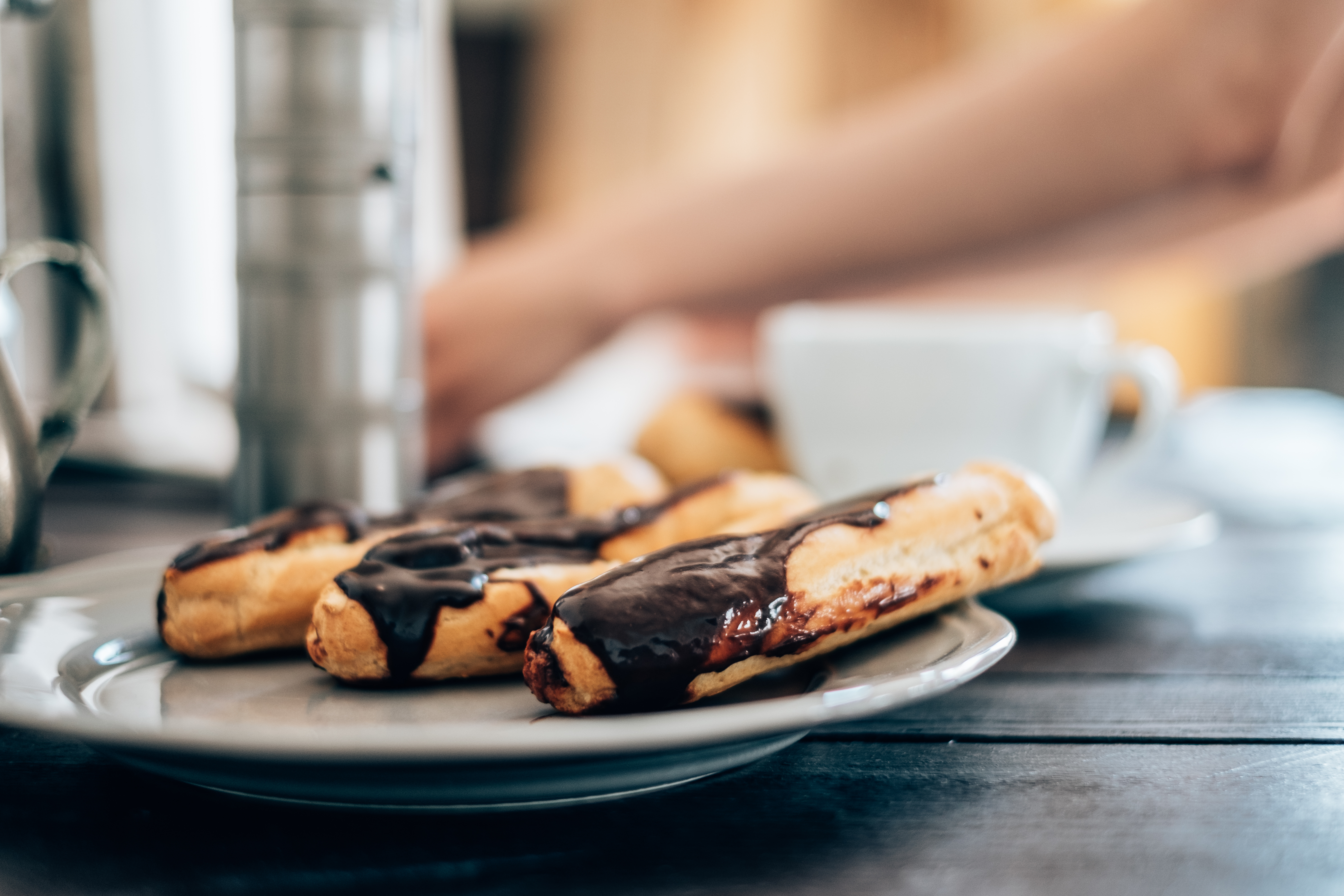 eclair and coffee