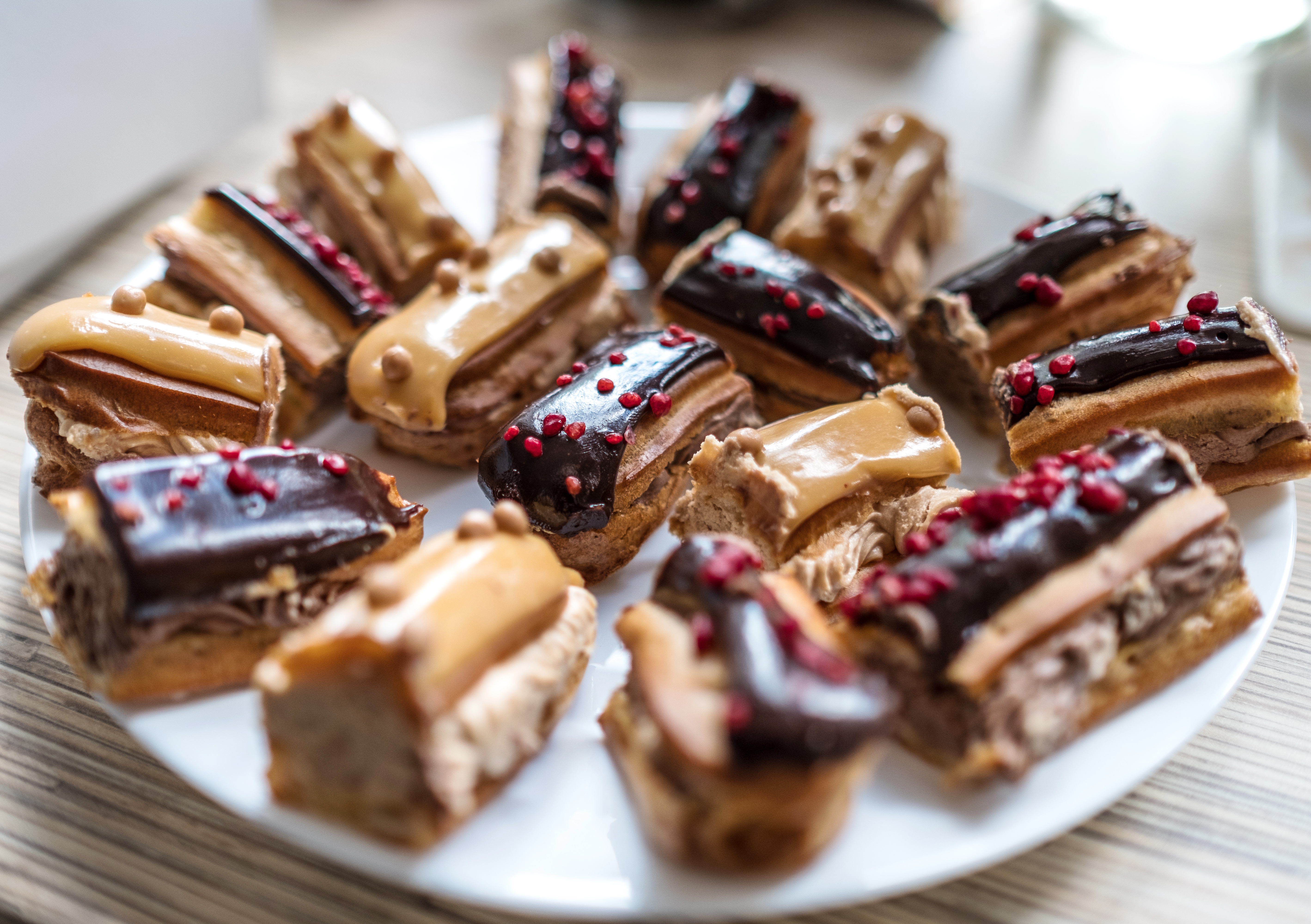 eclairs on a plate